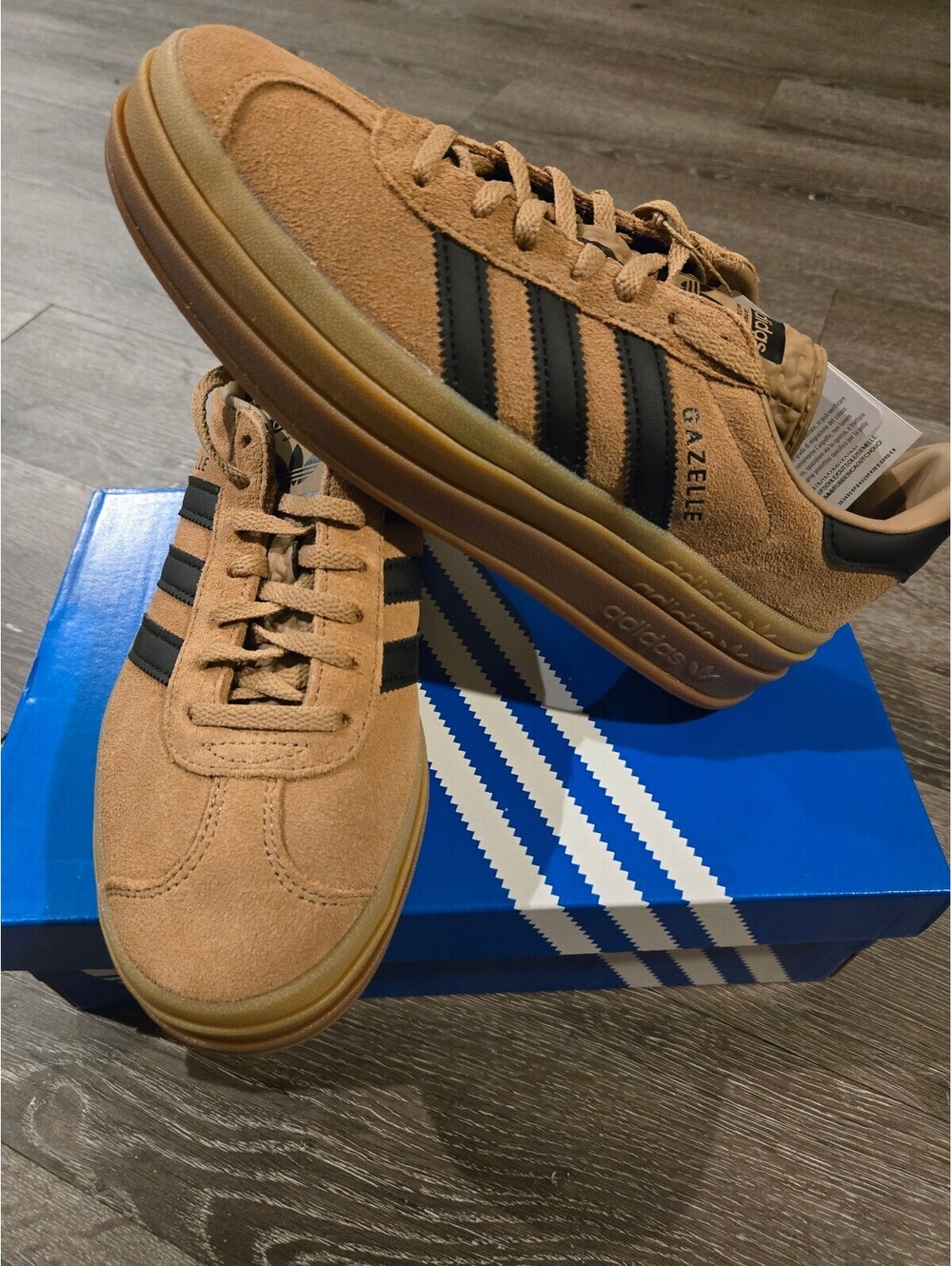 adidas Gazelle Bold W Cardboard Black Gum JQ3582 Women's 8 New Box